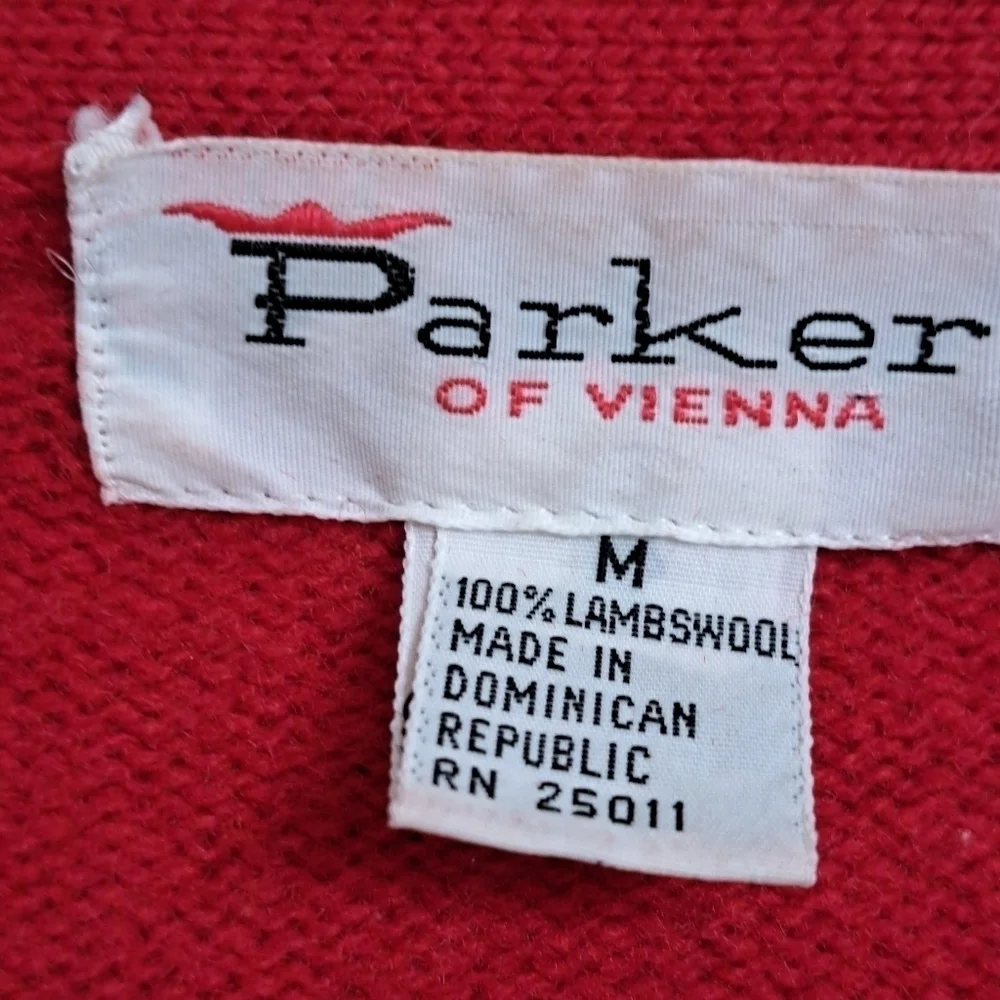 Parker of Vienna 100% Lambswool Red Cardigan